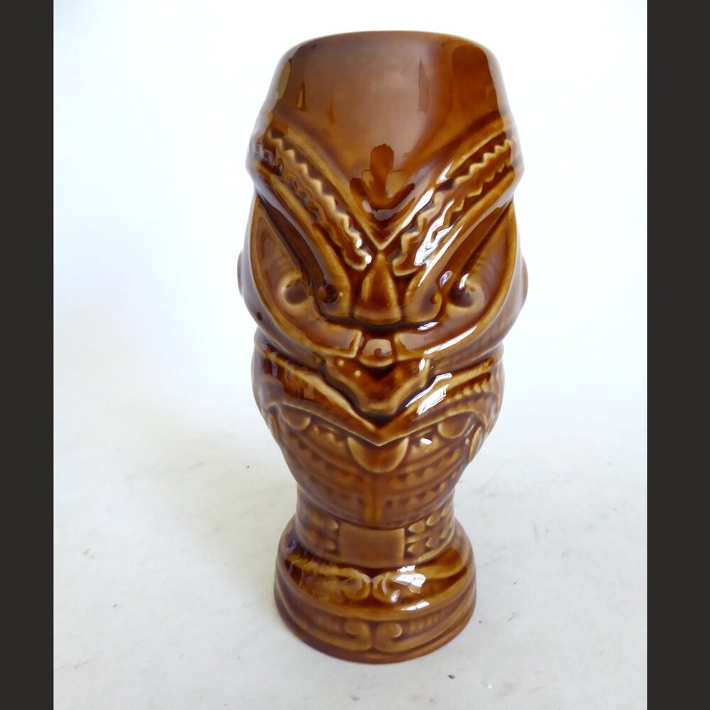 NEW MAORI HEADHUNTER TRIBAL TATTOO BROWN CERAMIC TIKI MUG